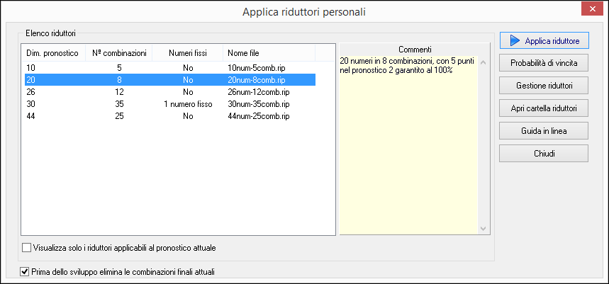 Applica riduzione personale