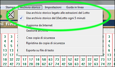 Gestione dei due archivi del 10eLotto