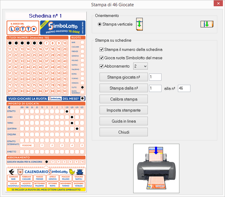 Stampa sulle nuove schedine del Lotto Mod. MJL