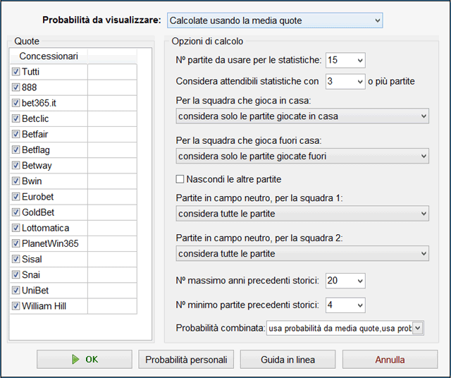 Picchetto probabilità schedina Totocalcio