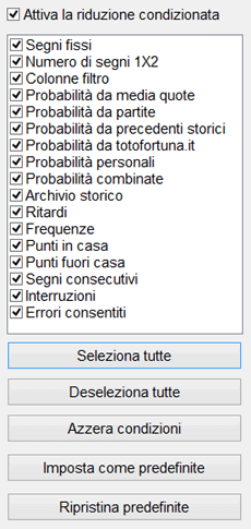 Elenco condizioni di riduzione