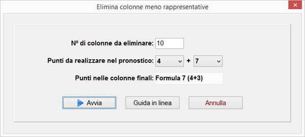 Elimina colonne meno rappresentative