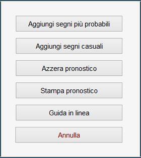 Opzioni menu pronostico iniziale