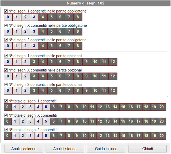 Condizione numero segni 1X2