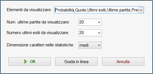 Opzioni di visualizzazione delle statistiche