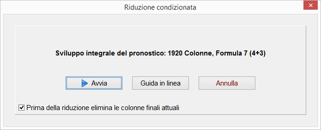 Schermata della riduzione condizionata di Totofortuna Calcio