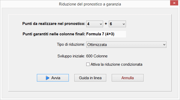 Riduzione a garanzia di Totofortuna Calcio